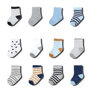 Elevon Baby 12-Pack All Weather Non Slip Grip Ankle Socks Infants Toddler